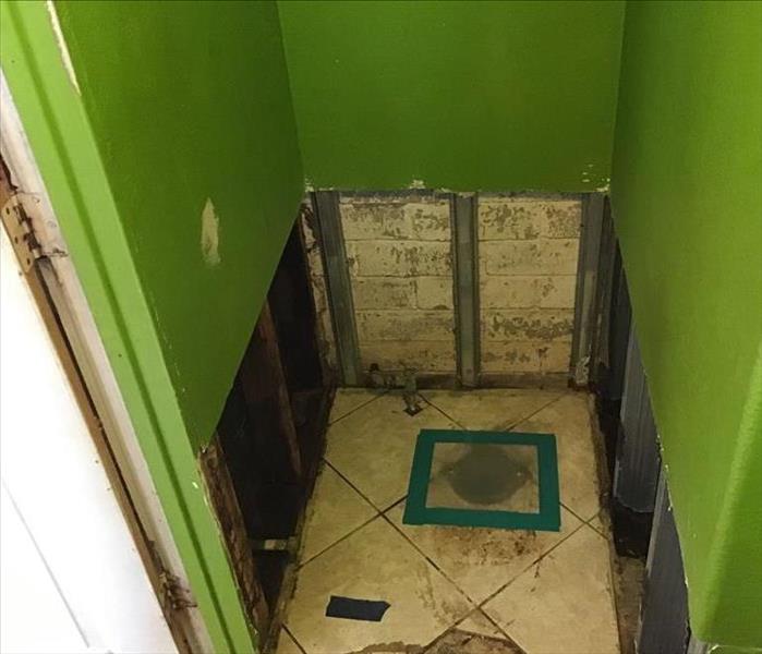 A green room undergoing demolition 
