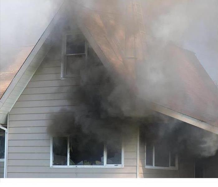 Home with smoke due to fire